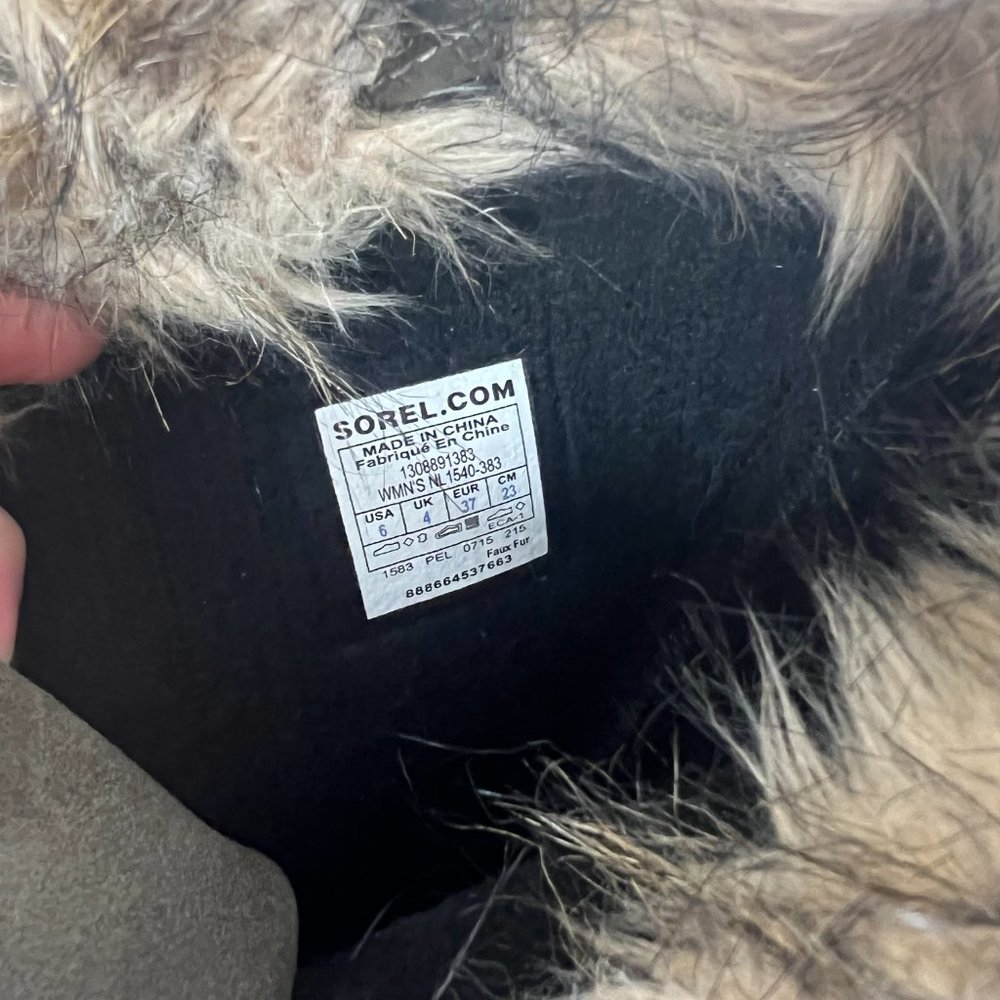 Sorel Boots Joan Of Arctic Green Nori Suede Waterproof Faux Fur Tall Snow Size 6 - Picture 14 of 15